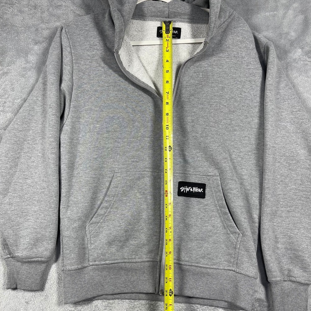 Shaka Wear Hoodie Mens Small Gray Streetwear Essentials Full Zip Sweatshirt - Picture 3 of 8